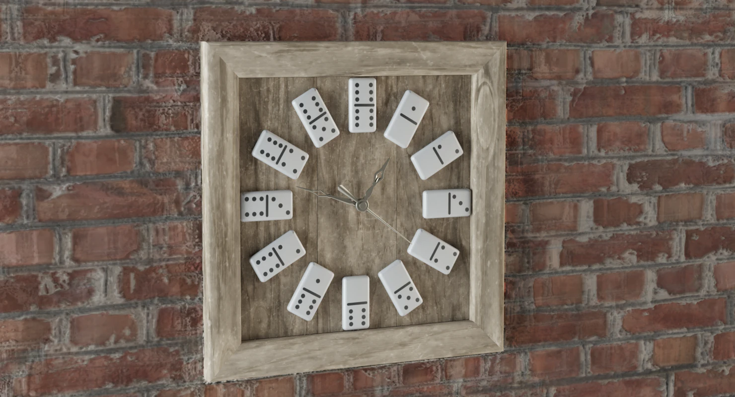 wooden domino clock 3D Model .c4d .max .obj .3ds .fbx .stl .blend 