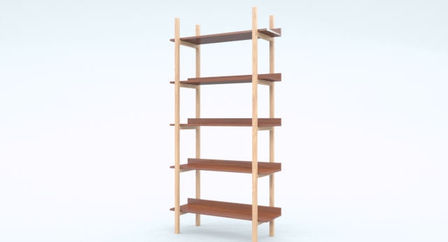 stax walnut bookcase 3D Модель .c4d .max .obj .3ds .fbx .stl .blend 