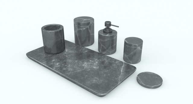 black marble bathroom accessories 3D 모델 .c4d .max .obj .3ds .fbx .stl .blend 