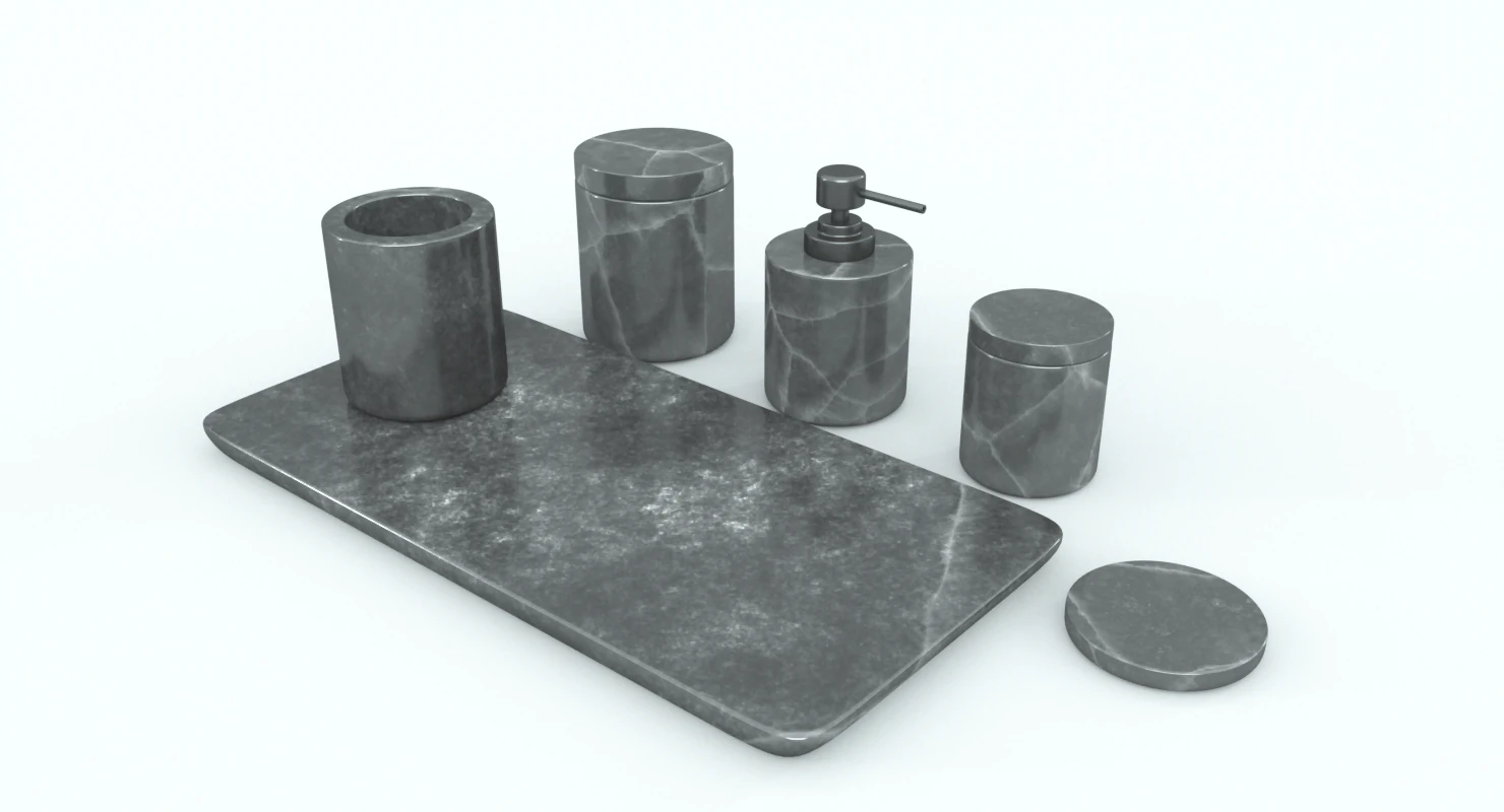 black marble bathroom accessories 3D Model .c4d .max .obj .3ds .fbx .stl .blend