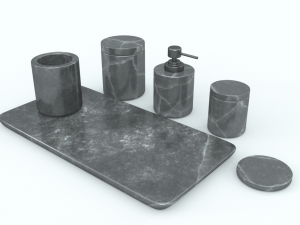 black marble bathroom accessories 3D Model