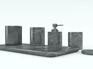black marble bathroom accessories 3D Model