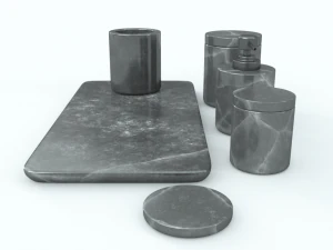 black marble bathroom accessories 3D Model