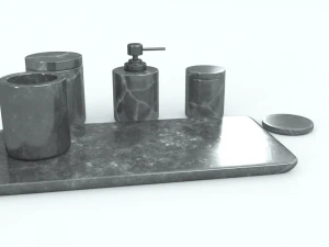 black marble bathroom accessories 3D Model