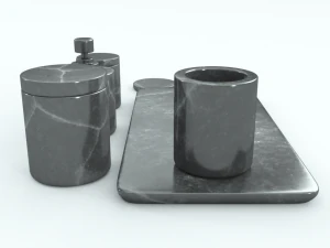 black marble bathroom accessories 3D Model