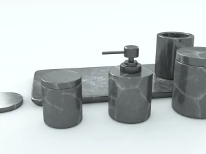 black marble bathroom accessories 3D Model