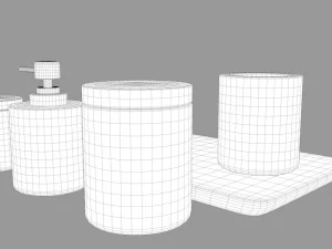 black marble bathroom accessories 3D Model
