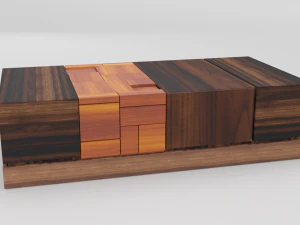 walnut coffee table modern 3D Model
