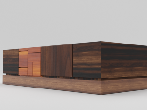 walnut coffee table modern 3D Model