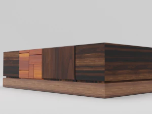 walnut coffee table modern 3D Model