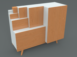 japanese step-chest cabinet 3D Model