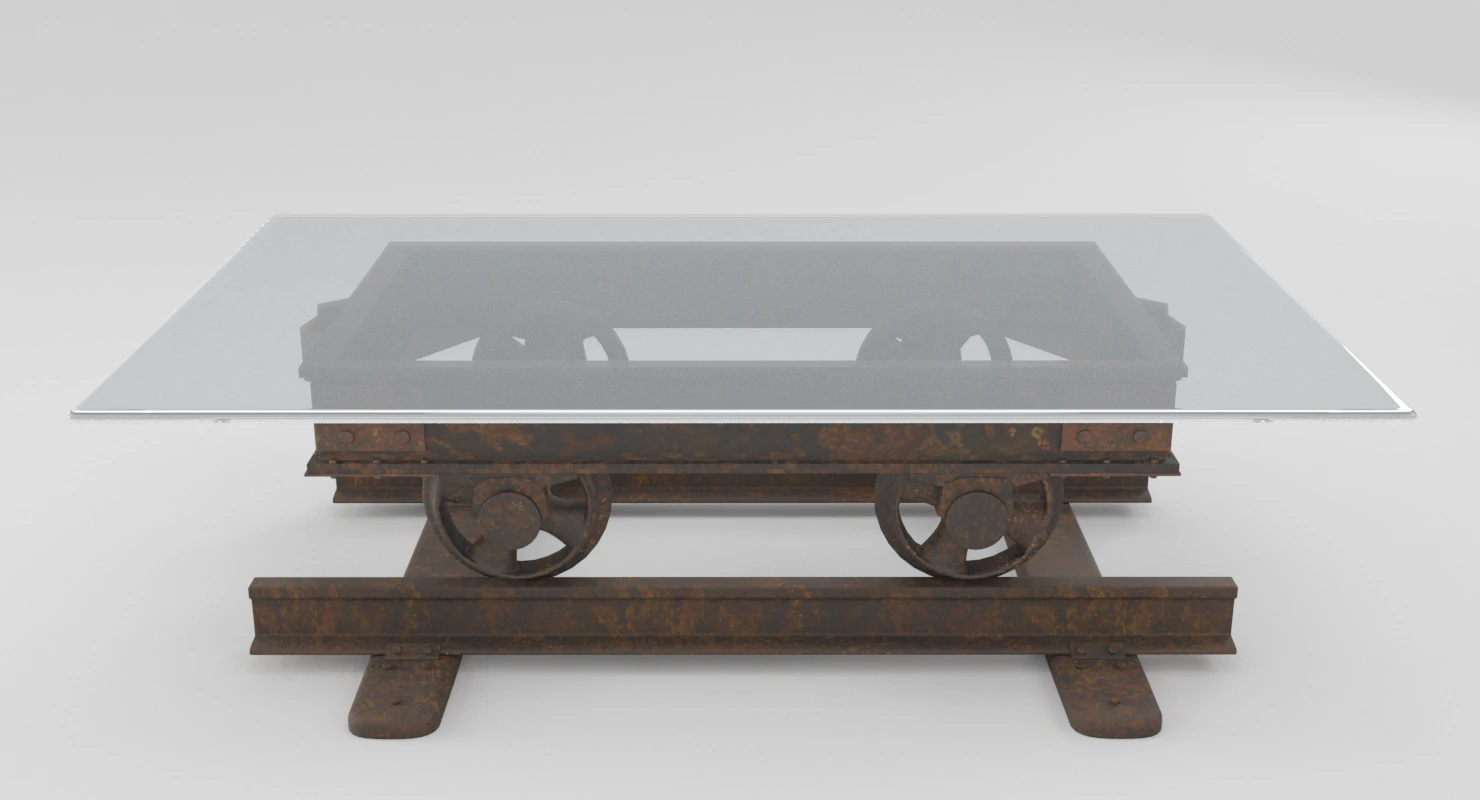 railroad cart coffee table 3D Model .c4d .max .obj .3ds .fbx .stl .blend 