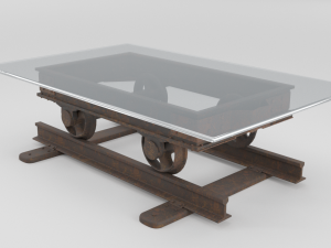 railroad cart coffee table Modello 3D