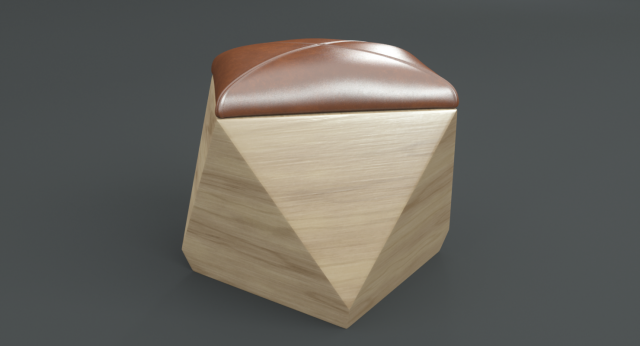 hexagon wood ottoman-chair Model 3D .c4d .max .obj .3ds .fbx .stl .blend 