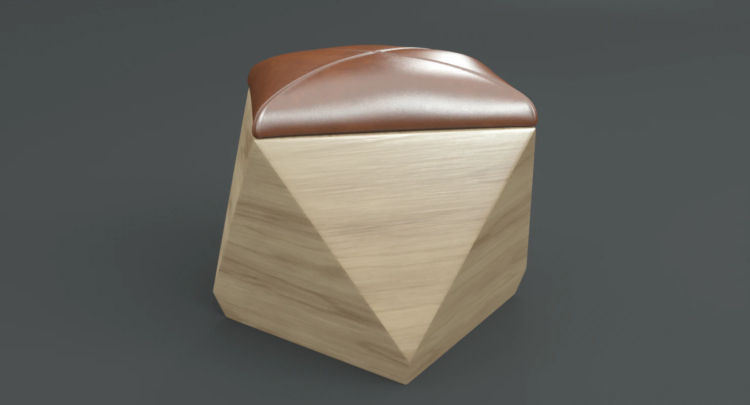 hexagon wood ottoman-chair 3D Model .c4d .max .obj .3ds .fbx .stl .blend 