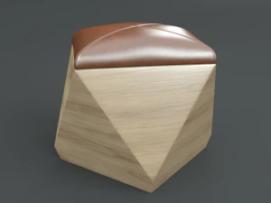 六角形实木脚凳 3D 模型