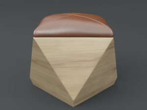 hexagon wood ottoman-chair Model 3D