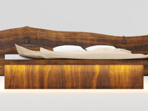 wooden hard massive bed 3D Model