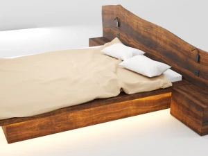 wooden hard massive bed 3D Model