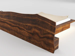 wooden hard massive bed 3D Model