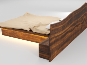wooden hard massive bed Modelo 3D