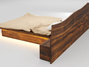 wooden hard massive bed 3D Model