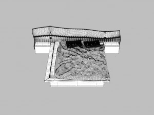 wooden hard massive bed 3D Model