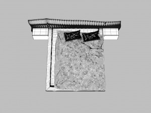 wooden hard massive bed Modelo 3D
