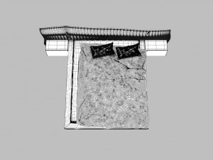 wooden hard massive bed 3D Model