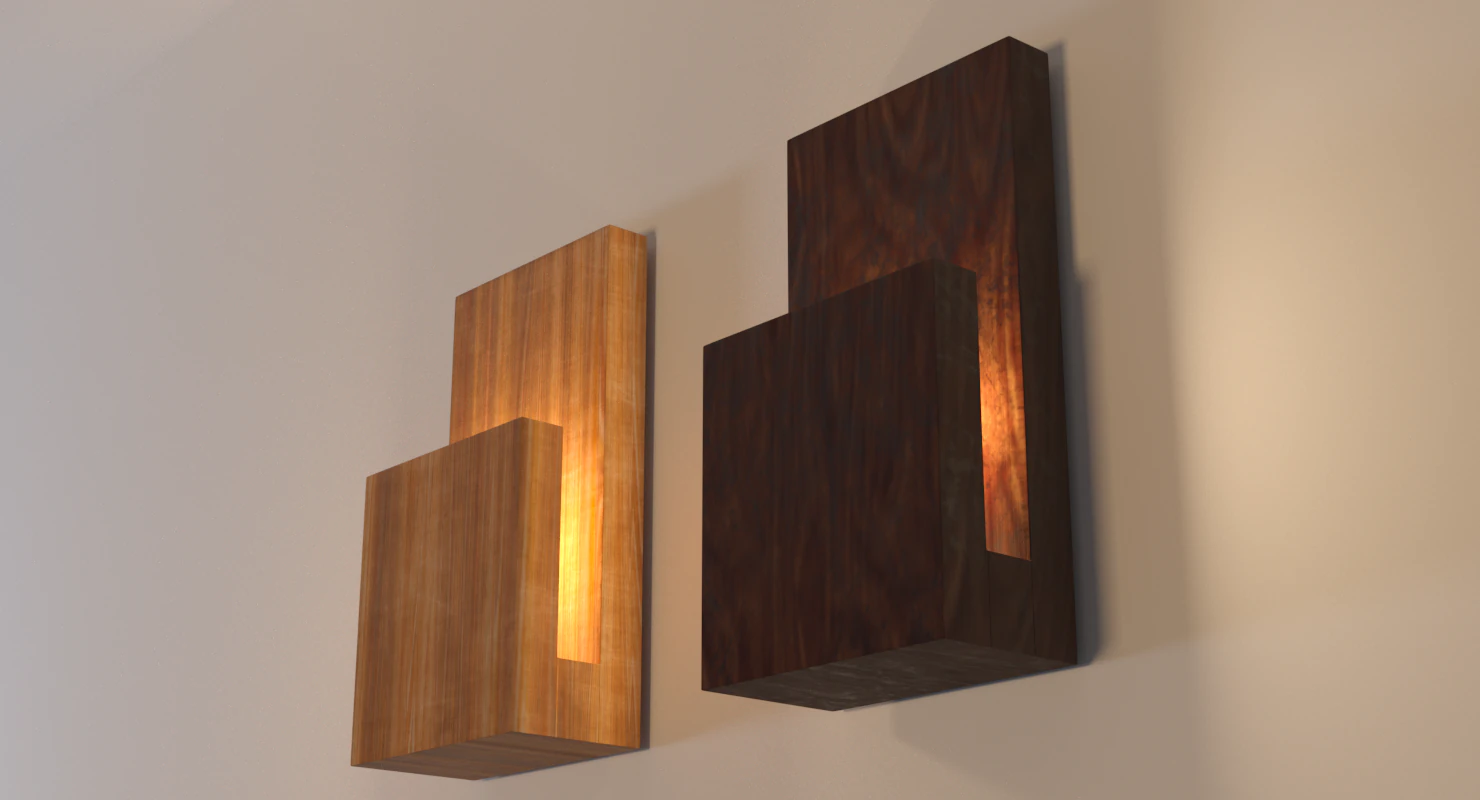 modern wood wall lamp 3D Model .c4d .max .obj .3ds .fbx .stl .blend