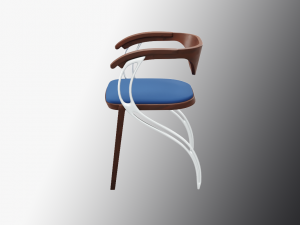 contemporary wooden glass chair Model 3D