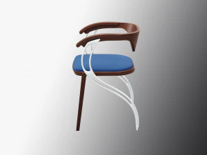 eigentijdse houten glazen stoel 3D Model