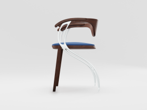 contemporary wooden glass chair Modelo 3D