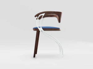 contemporary wooden glass chair 3D Model
