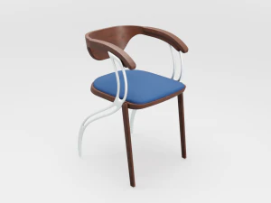 contemporary wooden glass chair 3D Model