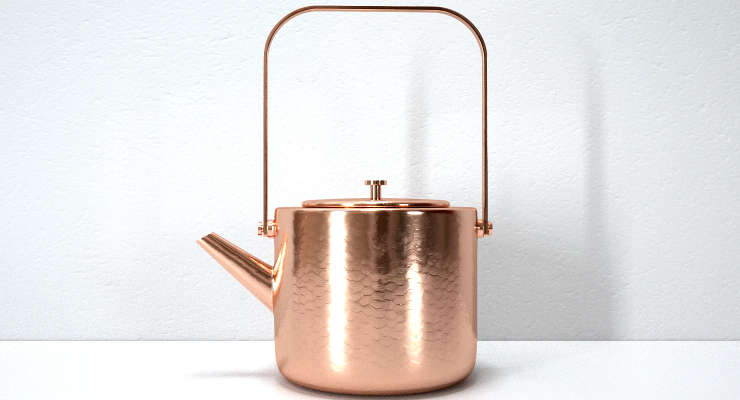 stainless copper tea kettle 3D Model .c4d .max .obj .3ds .fbx .stl .blend 