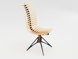 wooden skeleton chair 3D Model