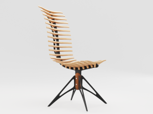 wooden skeleton chair 3D Модель
