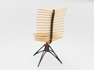 wooden skeleton chair 3D Model