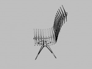 wooden skeleton chair 3D Модель