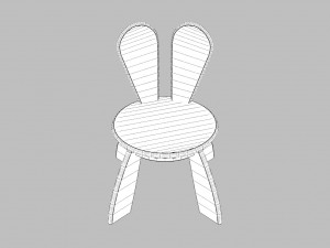 kid wooden minimalistic chair 3D Модель