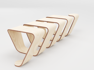 designer wooden bench-spiral Modelo 3D