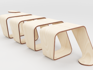 designer wooden bench-spiral Modelo 3D