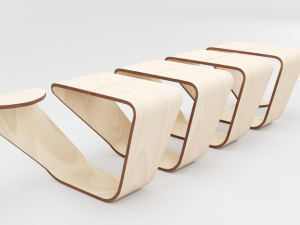 designer wooden bench-spiral Modelo 3D