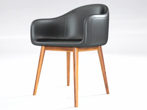 черный кожаный стул-чердак 3D Модель