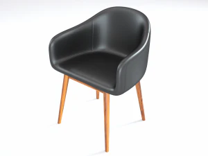 cadeira alta de couro preto Modelo 3D