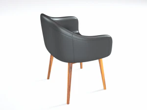 cadeira alta de couro preto Modelo 3D