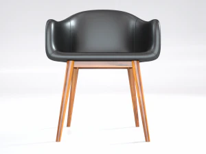 cadeira alta de couro preto Modelo 3D