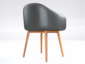 cadeira alta de couro preto Modelo 3D
