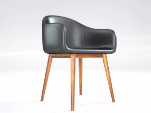 cadeira alta de couro preto Modelo 3D